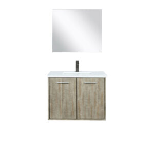 Fairbanks 30W x 20D Rustic Acacia Bath Vanity, Cultured Marble Top, Gun Metal Faucet Set and 28Mirror