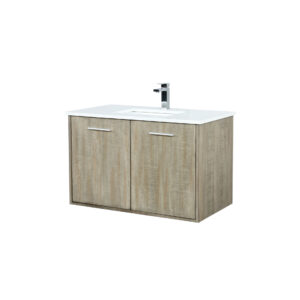 Fairbanks 36W x 20D Rustic Acacia Bath Vanity, Cultured Marble Top and Chrome Faucet Set