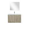 Fairbanks 36W x 20D Rustic Acacia Bath Vanity, Cultured Marble Top, Chrome Faucet Set and 28Mirror