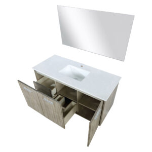 Fairbanks 48W x 20D Rustic Acacia Bath Vanity, Cultured Marble Top and 43Mirror