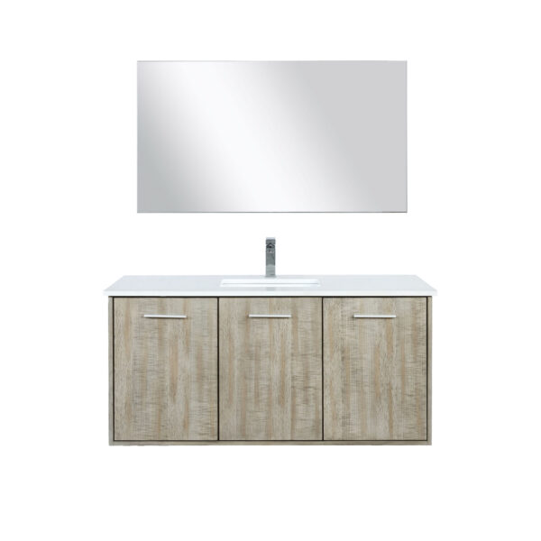 Fairbanks 48W x 20D Rustic Acacia Bath Vanity, Cultured Marble Top, Chrome Faucet Set and 43Mirror