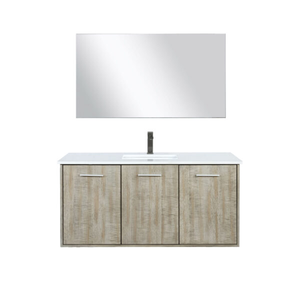 Fairbanks 48W x 20D Rustic Acacia Bath Vanity, Cultured Marble Top, Gun Metal Faucet Set and 43Mirror