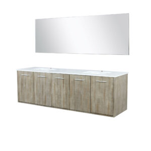 Fairbanks 72W x 20D Rustic Acacia Double Bath Vanity, Cultured Marble Top and 70Mirror