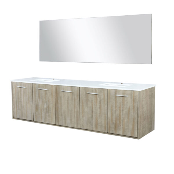 Fairbanks 80W x 20D Rustic Acacia Double Bath Vanity, Cultured Marble Top and 70Mirror