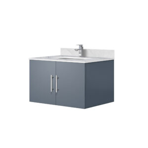 Geneva 30 in. W x 22 in. D Dark Grey Bath Vanity, Carrara Marble Top, and Faucet Set