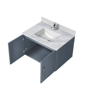 Geneva 30 in. W x 22 in. D Dark Grey Bath Vanity, Carrara Marble Top, and Faucet Set