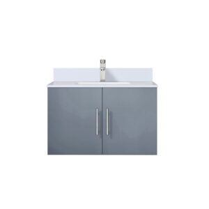 Geneva 30 in. W x 22 in. D Dark Grey Bath Vanity, White Quartz Top, and Faucet Set