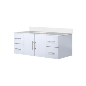 Geneva 48 in. W x 22 in. D Glossy White Bath Vanity and Cultured Marble Top