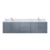 Geneva 72 in. W x 22 in. D Dark Grey Double Bath Vanity, Carrara Marble Top, and Faucet Set