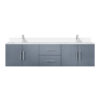 Geneva 72 in. W x 22 in. D Dark Grey Double Bath Vanity, Cultured Marble Top, and Faucet Set