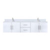 Geneva 80 in. W x 22 in. D Glossy White Double Bath Vanity, Cultured Marble Top, and Faucet Set