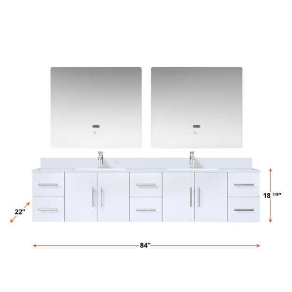 Geneva 84 in. W x 22 in. D Glossy White Double Bath Vanity and Cultured Marble Top