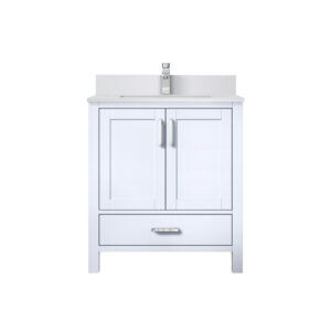 Jacques 30 in. W x 22 in. D White Bath Vanity, White Quartz Top, and Faucet Set