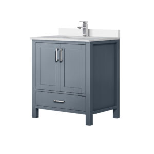 Jacques 30 in. W x 22 in. D Dark Grey Bath Vanity, Cultured Marble Top, and Faucet Set