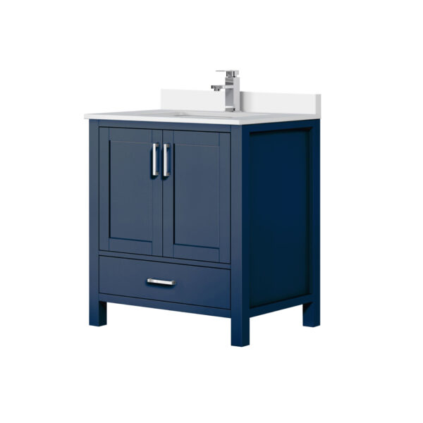 Jacques 30 in. W x 22 in. D Navy Blue Bath Vanity, White Quartz Top, and Faucet Set