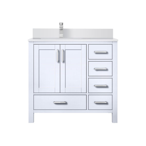 Jacques 36 in. W x 22 in. D Left Offset White Bath Vanity, White Quartz Top, and Faucet Set