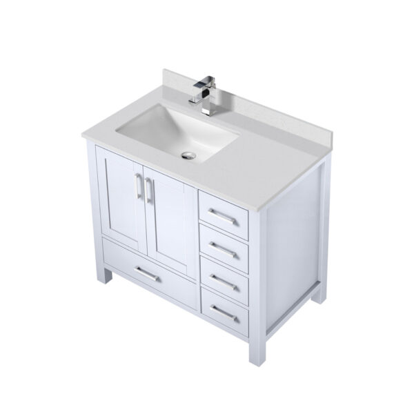 Jacques 36 in. W x 22 in. D Left Offset White Bath Vanity, White Quartz Top, and Faucet Set