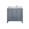 Jacques 36 in. W x 22 in. D Right Offset Dark Grey Bath Vanity, Carrara Marble Top, and Faucet Set