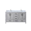 Jacques 60 in. W x 22 in. D Distressed Grey Double Bath Vanity, Carrara Marble Top, and Faucet Set