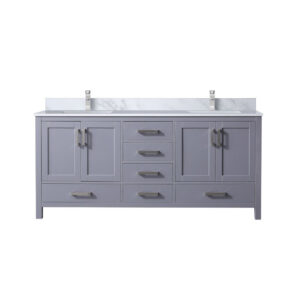 Jacques 72 in. W x 22 in. D Dark Grey Double Bath Vanity, Carrara Marble Top, and Faucet Set