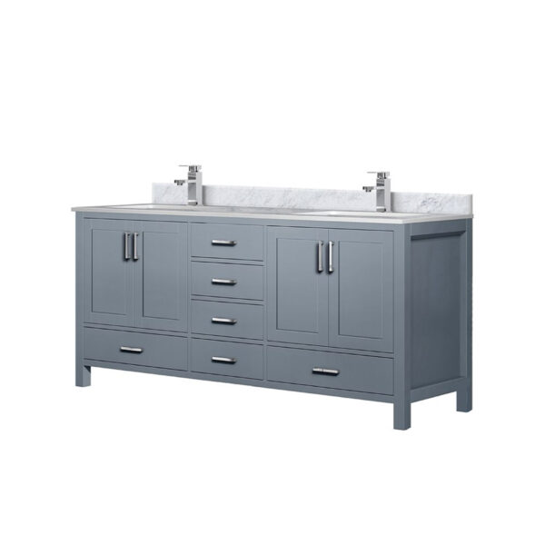 Jacques 72 in. W x 22 in. D Dark Grey Double Bath Vanity, Carrara Marble Top, and Faucet Set