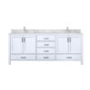 Jacques 80 in. W x 22 in. D White Double Bath Vanity, Carrara Marble Top, and Faucet Set