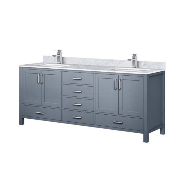 Jacques 80 in. W x 22 in. D Dark Grey Double Bath Vanity, Carrara Marble Top, and Faucet Set