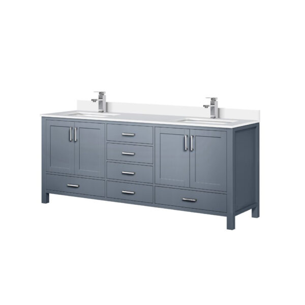 Jacques 80 in. W x 22 in. D Dark Grey Bath Vanity, Cultured Marble Top, and Faucet Set