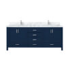 Jacques 80 in. W x 22 in. D Navy Blue Double Bath Vanity, Carrara Marble Top, and Faucet Set