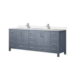 Jacques 84 in. W x 22 in. D Dark Grey Bath Vanity, Cultured Marble Top, and Faucet Set