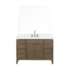 Laurel 48W x 22D Grey Oak Single Bath Vanity, Carrara Marble Top, Faucet Set, and 46Mirror