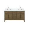 Laurel 60W x 22D Grey Oak Double Bath Vanity, Carrara Marble Top, and Faucet Set