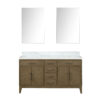 Laurel 60W x 22D Grey Oak Double Bath Vanity, Carrara Marble Top, and 28Mirrors