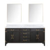 Laurel 72W x 22D Black Oak Double Bath Vanity, Carrara Marble Top, and 34Mirrors