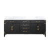 Laurel 80W x 22D Black Oak Double Bath Vanity and Carrara Marble Top