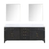 Laurel 84W x 22D Black Oak Double Bath Vanity, Carrara Marble Top, and 36Mirrors