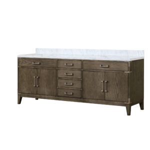 Laurel 84W x 22D Grey Oak Double Bath Vanity and Carrara Marble Top