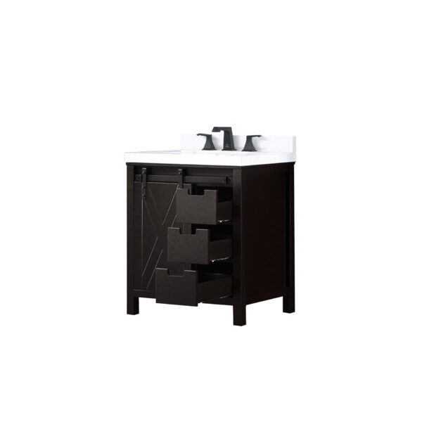 Marsyas 30W x 22D Brown Bath Vanity, Cultured Marble Countertop and Faucet Set