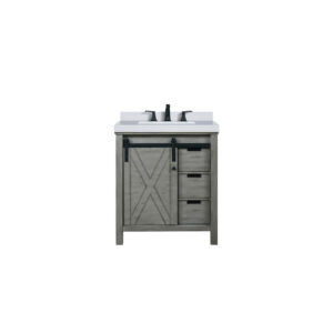 Marsyas 30W x 22D Ash Grey Bath Vanity, Cultured Marble Countertop and Faucet Set