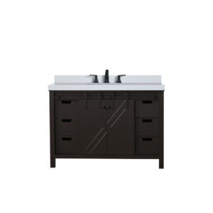 Marsyas 48W x 22D Brown Bath Vanity, Cultured Marble Countertop and Faucet Set