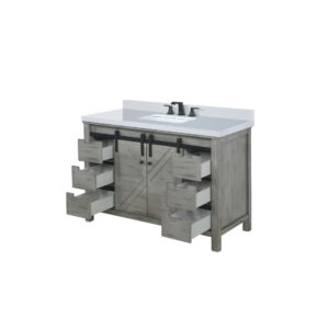 Marsyas 48W x 22D Ash Grey Bath Vanity, Cultured Marble Countertop and Faucet Set