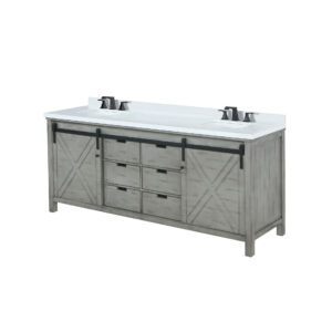 Marsyas 84W x 22D Ash Grey Double Bath Vanity, Cultured Marble Countertop and Faucet Set