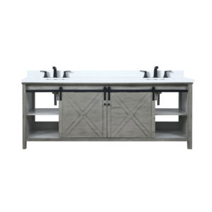 Marsyas 84W x 22D Ash Grey Double Bath Vanity, Cultured Marble Countertop and Faucet Set