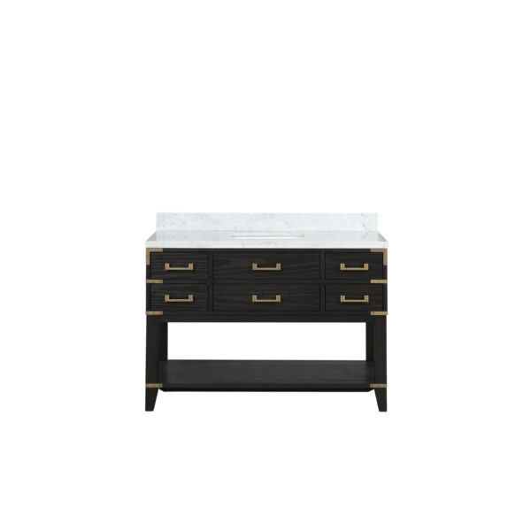 Norwalk 48W x 22D Black Oak Single Bath Vanity and Carrara Marble Top