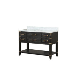 Norwalk 48W x 22D Black Oak Single Bath Vanity and Carrara Marble Top