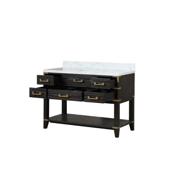 Norwalk 48W x 22D Black Oak Single Bath Vanity and Carrara Marble Top