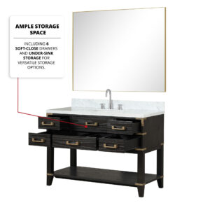 Norwalk 48W x 22D Black Oak Single Bath Vanity and Carrara Marble Top