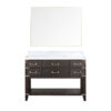 Norwalk 48W x 22D Brown Oak Single Bath Vanity, Carrara Marble Top, and 46Mirror