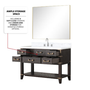 Norwalk 48W x 22D Brown Oak Single Bath Vanity and Carrara Marble Top