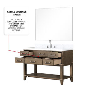 Norwalk 48W x 22D Grey Oak Single Bath Vanity and Carrara Marble Top